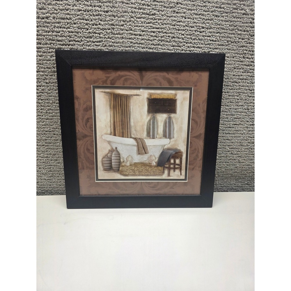 Carol Robinson Framed Bathroom Wall Art Clawfoot Tub 12x12 KO44734 Black Frame